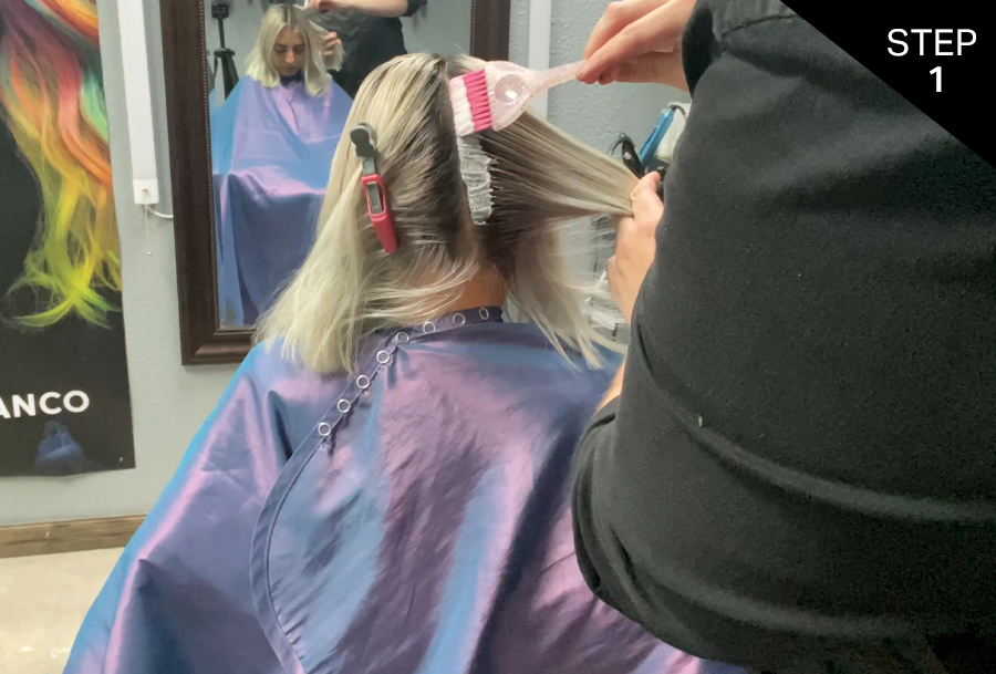 Applying A Lightening Formula In Preparation For A Color Melt Hair Technique