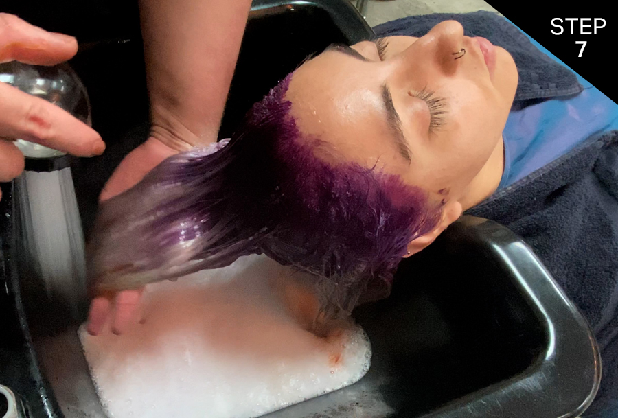 Rinsing Hair As Part Of Color Melting Technique